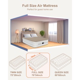 AASSOO Air Mattress Full with Built in Pump, Upgraded Vertical Beams 18" Double Airbed Raised Blow up Colchon Inflatable Mattress, 2 Mins Self-Inflation/Deflation, Comfort Air Bed for Camping Home
