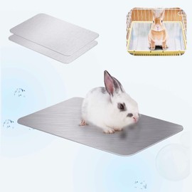 Rabbit Cooling Pad, FIPASEN 11.8x7.9 IN Hamster Cooling Mat Pet Cool Plate for Rabbit Bunny Hamster Guinea Pig & Other Small Pets Stay Cool This Summer - Bite Resistance Pet Cooling Pad Ice Bed (2PCS)