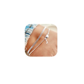 DORANA Anklets for Women Silver Waterproof Initial Anklets with Letter Heart Charm Women Adjustable Ankle Chains Foot Gift for Her Initial Foot Jewelry,J