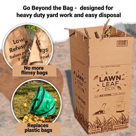 Lawn Leaf Box 30 Gallon Self-Standing Reusable Yard Waste Bags & Leaf Collector Tall Garden Waste Box for Grass & Debris 3 Pack U.S. Patent Woman Owned Made in USA