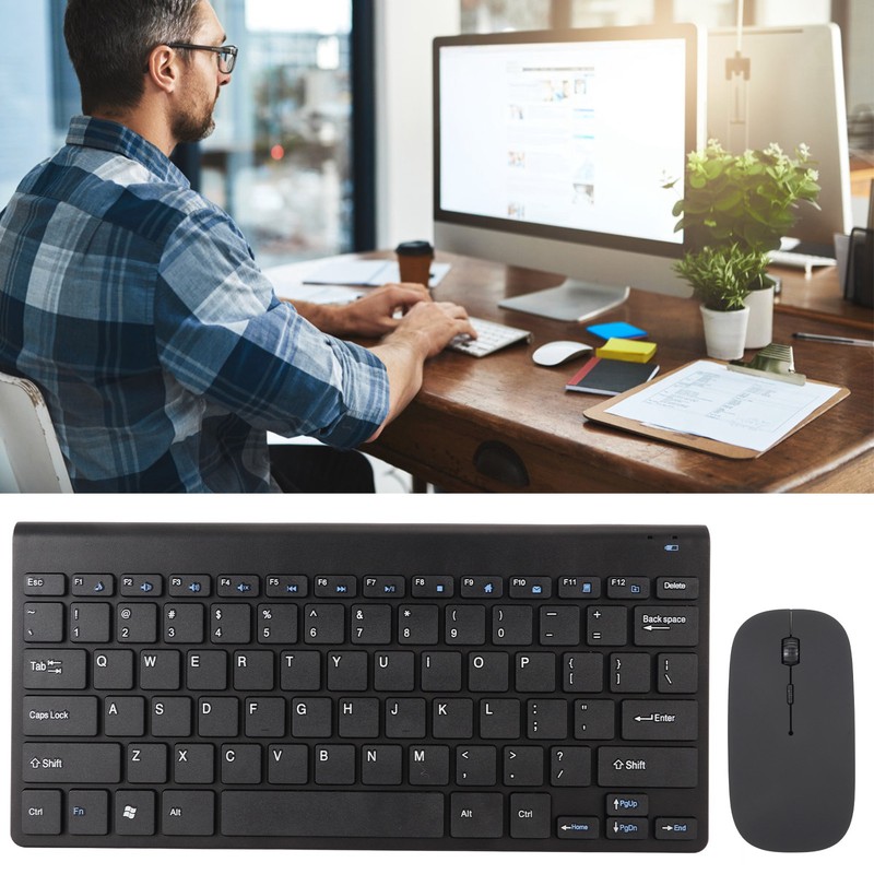 Smart Wireless Keyboard Mouse Kit Silent LED Indicator Waterproof Power