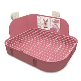 SunshineBio Rabbit Litter Box Toilet for Small Animal Bunny Rabbits Guinea Pig Galesaur Ferrets Corner Litter Pan Potty Trainer with Stainless Steel Panel Small Pets Cage Toilet Bedding Box