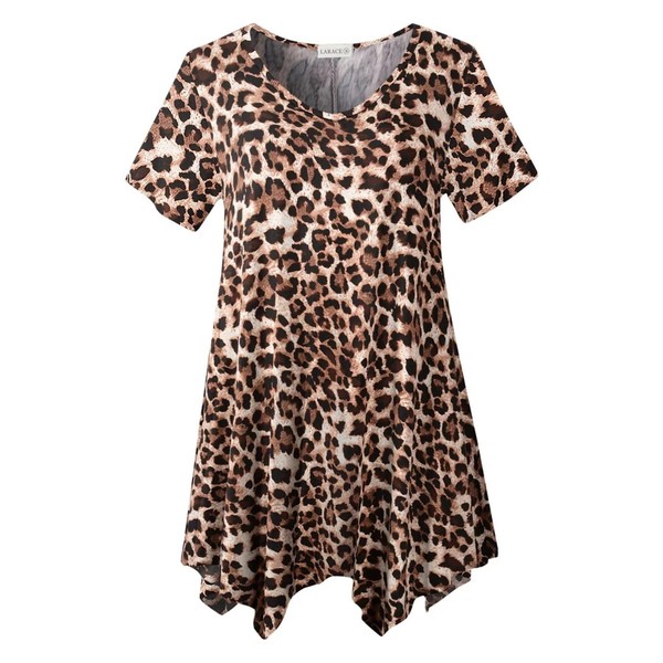 LARACE Leopard Print Tops for Womens T Shirts Plus Size