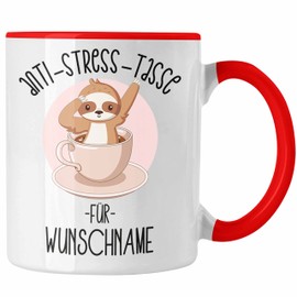 Trendation - Personalisierte Anti Stress Tasse für NAME Wunschtext Geschenkidee Kollegin Kollege Frauen Freundin Geschenk (Rot)