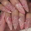 24 Pcs Medium Press on Nails Almond Fake Nails with