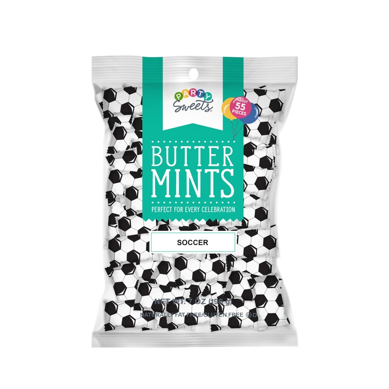 Party Sweets Soccer Buttermints by Hospitality Mints, Appx 300 mints,