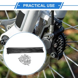 VekAuto 36 Pcs Bicycle Spokes, 288mm with Nipples Universal for Bicycle Carbon Steel Black