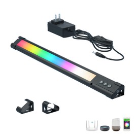 Barra de luz LED con control remoto, luz RGB inteligente debajo del computadora, barra de iluminación blanca y multicolor para debajo del gabinete, funciona con Alexa, Google, aplicación para
