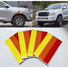 4 Pcs Classic Retro Tri-Color Stripe Decal Sticker for Toyota Tacoma 4Runner Tundra Rav4 Accessories, (Red/Orange/Yellow) Grille Fender Hood Side Skirt Bumper Side Mirror Dashboard Decoration
