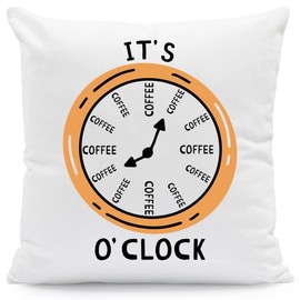 GRAVURZEILE Cushion with Motif - It's Coffee o´clock - Funny Gift for Coffee Lovers - Funny Gift for Him and Her for Birthday Christmas - Size with Filling