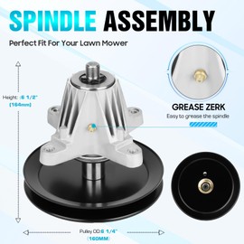 Lawn Mower Deck Rebuild Kit fit for Cub Cadet XT1-LT46 XT2-LX46 MTD T225 T240 T2800 T3100 T8200 T8600 CYT4622SE 2 Spindles with pulley for 618-06977 918-06977, 2 Blades for 742-04244 742-04290