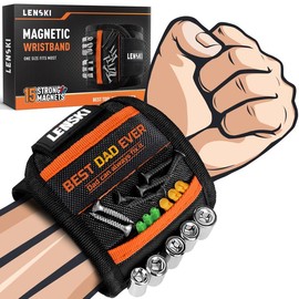 Fathers Day Gifts for Him, Magnetic Wristband for Holding Screws, Nails and Drill Bits, 15pcs Magnets Multifunctional Wristband, Tool for Woodworking, Home Repair, Outdoor Camping, Perfect Birthday Father's Day Gifts for Dad, Husband, DIY Mom or Handyman:_BLACK