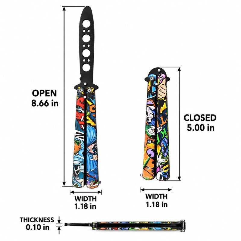 Butterfly Knife Trainer, 3Cr13 Steel Practice Trainer with Rounded Unsharpened