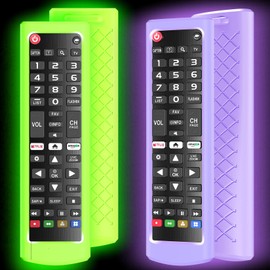 2 Pack Case for LG TV Remotes, Cover for LG Smart TV Remote Control AKB75095307 AKB75375604 AKB74915305 Original, Replacement Silicone Skin Sleeve Glow in The Dark Green Purple