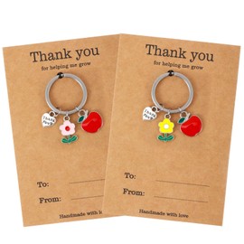 2pcs Teachers Appreciation Gifts, Teacher Gifts for Women, Teachers Keychain for Best Teacher Christmas End of Year Birthday Leaving Going Away Back to School Thank You for Helping Me Grow