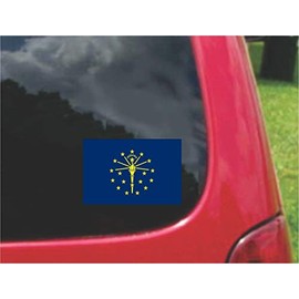 Set (2 PCS) Indiana in State Flag Decals Stickers Full Color/Weather Proof (5" Tall)