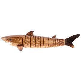 Garneck Wooden Shark Unfinished 3D Printed Shark Wiggle Animals Sculpture Joint Flexible Fish Shark Model for Girls Boys