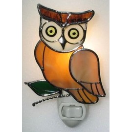 Stained Glass Owl Night Light – Real Glass with Silver Finish – Includes Standard Base with Larger Prong on Left, Screw & Nut Bracket, 5W Bulb –from SassyXpressions