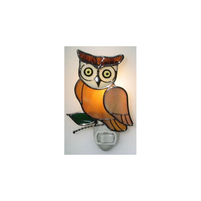 Stained Glass Owl Night Light – Real Glass with Silver