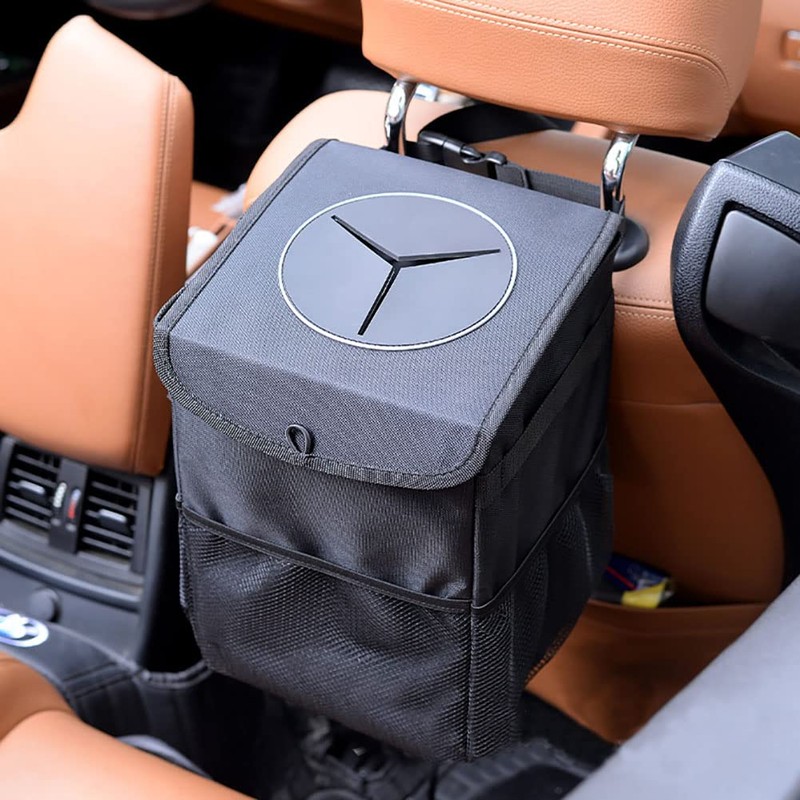 Alnicov Hanging Car Trash Bag with Storage Pockets,Car Bin Trash