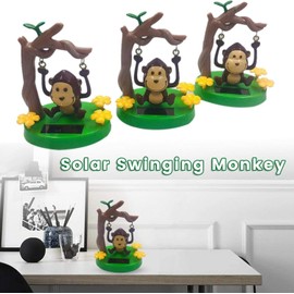 Solar Powered Dancing Monkey, Solar Monkey Swinging Animated Bobble Dancer Solar Powered, Solar Car Dashboard Decor, Cartoon Monkey Swinging Dynamic Auto Ornaments for Office Car Supplies Decoration