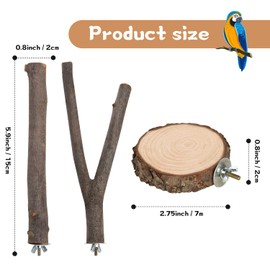 18 PCS Bird Perches Stand Toy, Natural Wood Parrot Perch Stand Bird Cage Branches Platform Accessories for Parakeets Cockatiels Conures Macaws Finches Love Birds