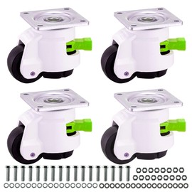 TESUMI Heavy Duty Casters, Adjustable Leveling Casters Wheels with Ratchet Handle, Retractable Castor, Pack of 4, Total Load 1102 Lbs (Green)