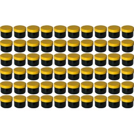 60 Ointment Containers, Cream Jars, Flat Black, 35 ml Capacity with Yellow Lids, Made in Germany