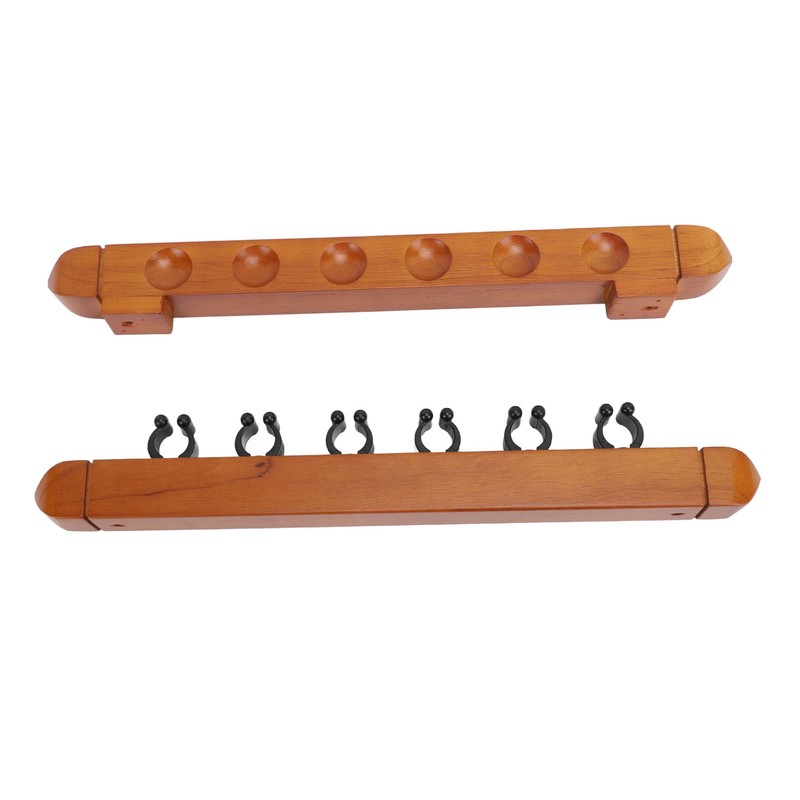 Wall Mounted Billiard Pool Cue Rack 6 Cues Wooden Billiard