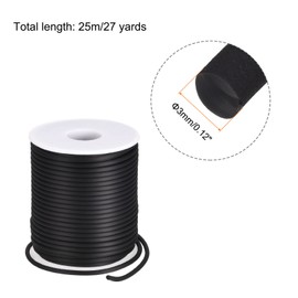 MECCANIXITY Rubber Cord 27 Yards 1/8" Dia Matte Black Solid Tubing for DIY Craft Making