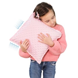 Bmag Sensory Vibrating Pillow for Autistic Kids and Adults, 13” x 13” Sensory Pressure Activated with Textured Therapy Stimulation Bumps Relief Stress Item for Toddler - Pink and Yellow
