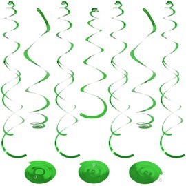 24 PCS Green Hanging Swirl, Sparkle Ceiling Hanging Decorations, Plastic Streamer Party Decorations with Double-Swirls and Single-Swirls for Birthday Decorations, Graduation, Baby Shower