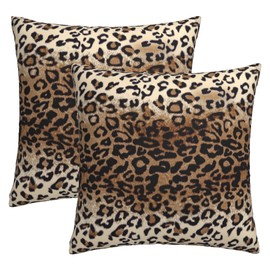 Sweetshow Brown Leopard Pillow Cover 20x20 Inches Cheetah Throw Pillows Set of 2 Soft Cotton Leopard Print Decorative Throw Pillow Covers for Home Couch Sofa Bedroom Livingroom