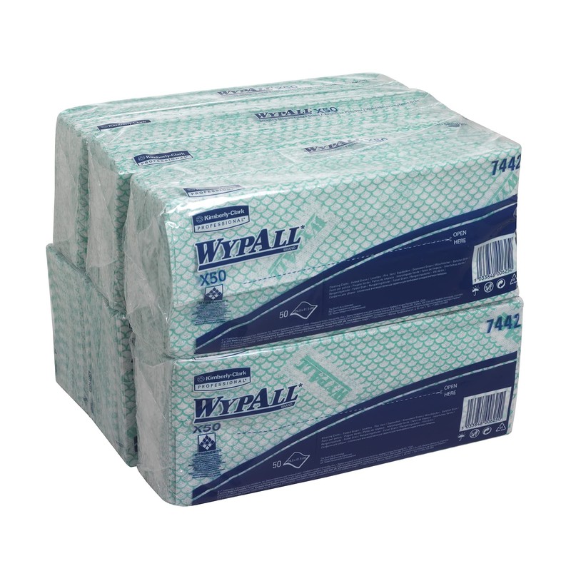WypAll X50 Colour Coded Cleaning Cloths 7442 - Green Wiping