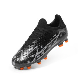 DREAM PAIRS Boys Girls Soccer Cleats Youth Firm Groud Football Shoes for Little/Big Kid,Size 4 Big Kid,Black,SDSO2401K