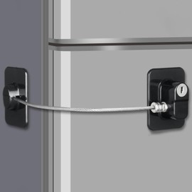 Refrigerator Lock with 2 Keys for Kids, Heavy Duty Fridge Lock, Child Proof Cabinet Locks, Freezer Lock, Drawers, Dishwasher, Toilet No Drilling, Black (1 Pack)