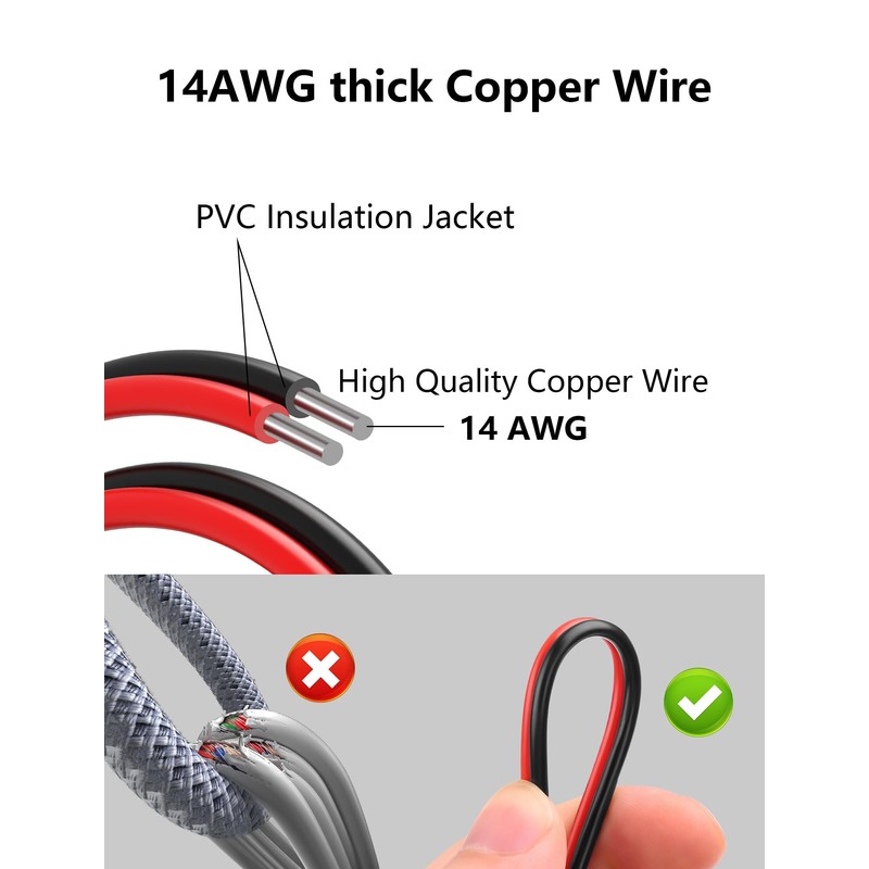 CERRXIAN DC5521 Power Pigtails Cable for Starlink Mini, 14AWG DC