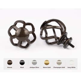 KAMANINA Bronze Curtain Rod 32 to 58 inch(2.6-4.8ft), Adjustable Decorative 1 inch Curtain Rods for Windows 28 to 48 inch, Single Drapery Rod with Twisted Cage Finials