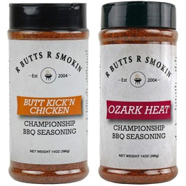 R Butts R Smokin 14oz Ozark Heat & Butt Kickn Chicken Championship BBQ Seasoning