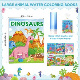 Pasimy 6 Sets Painting Party Favors for Kids Animal Water Coloring Books Animal Paint with Water Books for Toddlers with Brushes for Goodie Bag Fillers Classroom Prizes Birthday Gifts Party Supplies