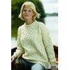 100% Natural Wool Crew Neck Aran Sweater Natural, XXL