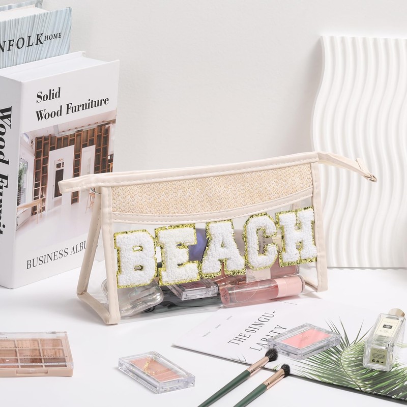 Etercycle Boho Patch BEACH Makeup Bag, Clear PVC Travel Toiletry