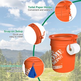 Bucket Toilet Seat, Portable Toilet Seat for 5 Gal Buckets, Camping Seat for Pail, Snap-on Bucket Seat for Outdoor, Camping, Hiking, Emergency, Car, Boat, RV Travel, Orange