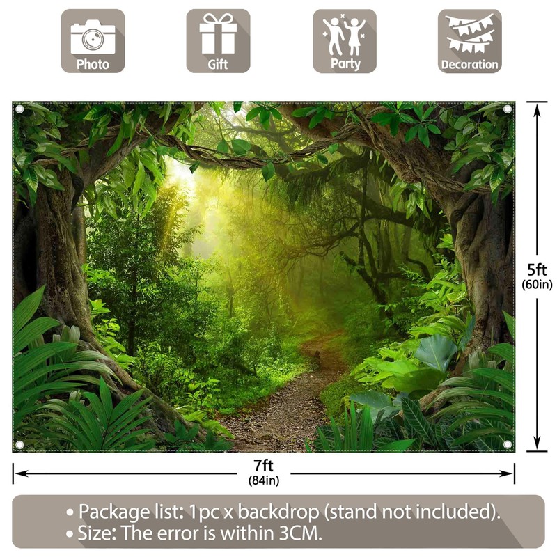 Luminora 7x5ft Fabric Rainforest Photography Backdrop Jungle Forest Tropical Nature