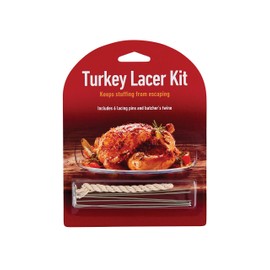 HIC Kitchen Turkey Lacer Kit, Cotton Butcher’s Twine & Reusable Stainless Steel Pins, Secure Stuffing, Easy-Pull, Oven Safe, Ideal for Poultry & Meats
