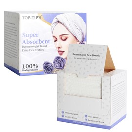 Top-Tip’s Disposable Face Towels - Biodegradable Ultra Soft Facial Cloths, Thick Dry Wipes Tissue for Sensitive Skin Care, Makeup Remover, Travel Washcloths, 40 Count, 7.88”x10”