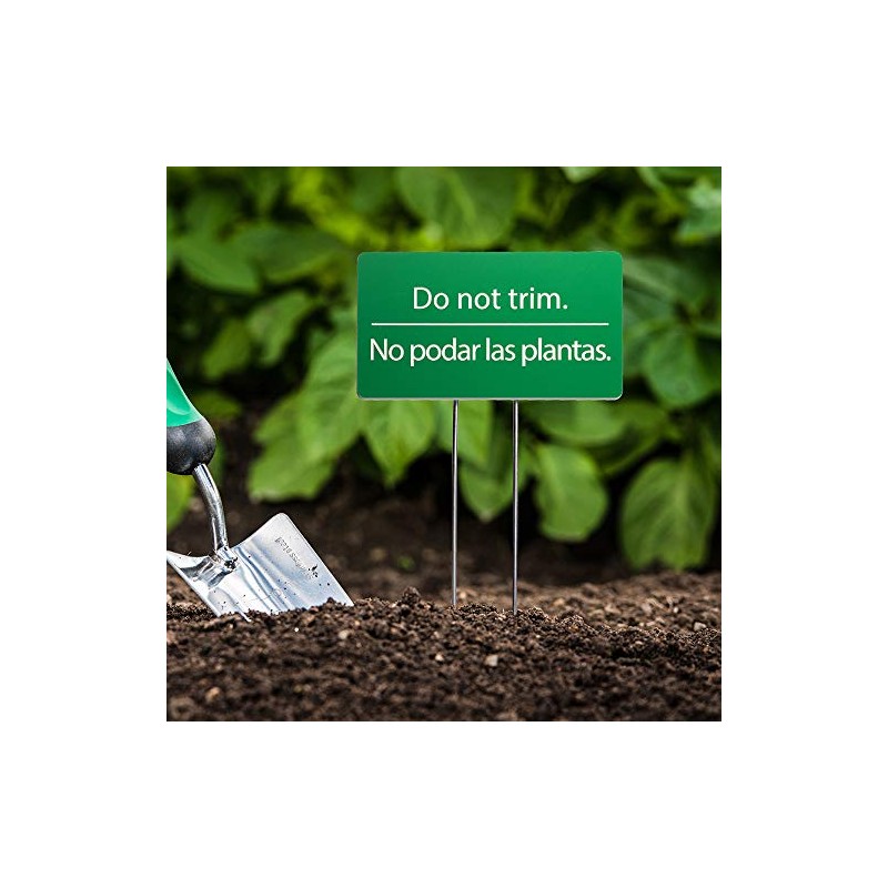 Do Not Trim Acrylic Yard Sign, Bilingual Plant Signs, Garden