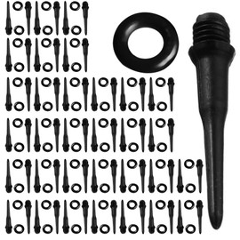 Miayaya 600 Pieces 2BA Thread Dart Tips 27mm Plastic Tip Dart Points Soft Dart Tip Point with Dart Shaft Rubber O Ring for Dart Shaft Part Replacement (Black)