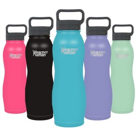 Healthy Human Stainless Steel Curve Water Bottle | 100% BPA Free Thermos for Kids & Adults | Vacuum Insulated Water Bottles | Metal Bottles with Leak Proof Lid (21 oz/ 621 ML, Glacier)