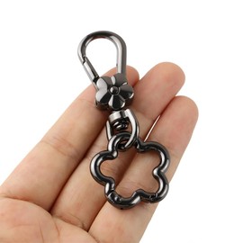 [FUSSED] [Set of 2] Flower Shaped Rotating Key Chain, Spring Key Holder, Bag, Wallet, DIY, Auxiliary Materials, Craft Supplies, Black